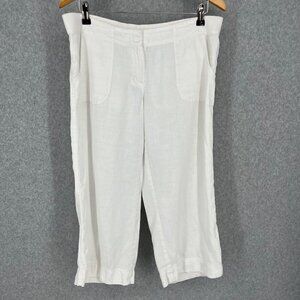 J Jill Womens Linen Capri Pants Size 6 White Beachy Casual Pockets Lagenlook